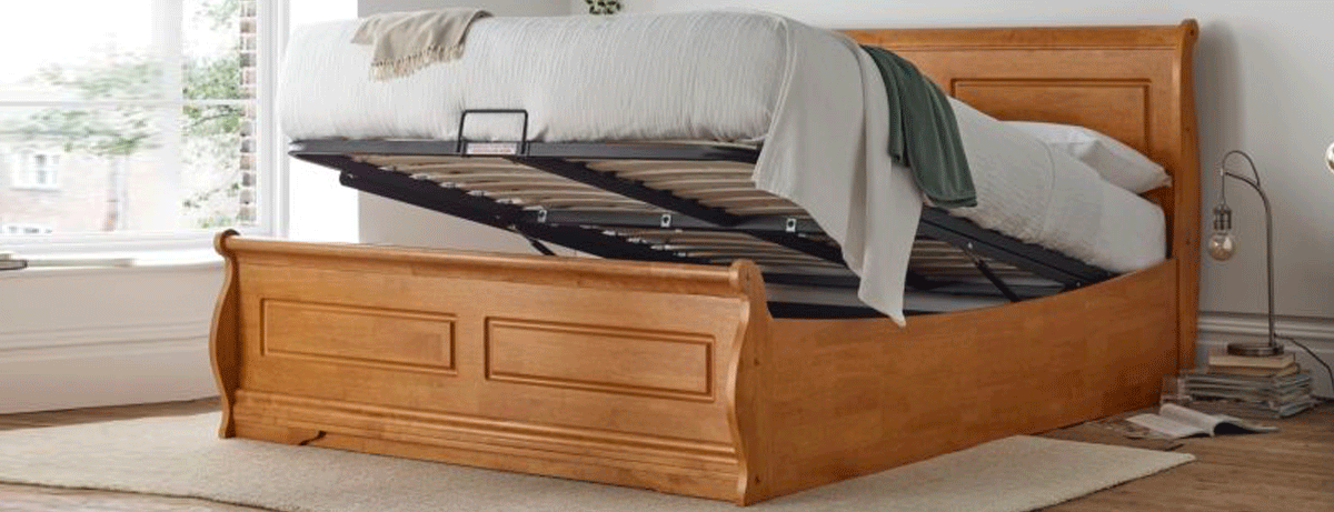 Wooden Small Double Ottoman Beds